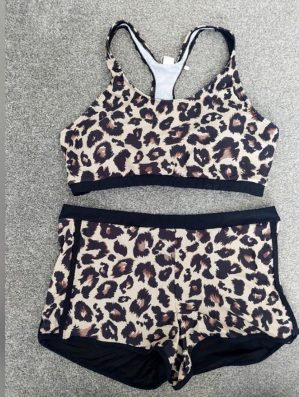Yonique Swimsuit Bikini Set XL Sporty Cut Shorts and Sports Bra Style Coverage